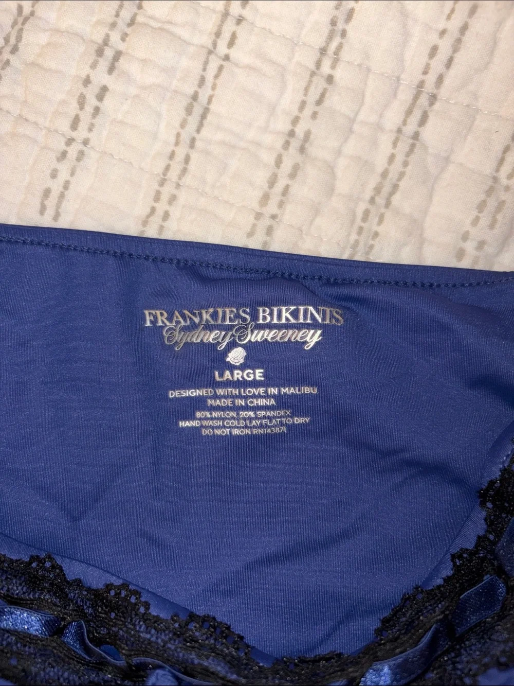 Frankie's Bikinis Blue One-Piece Tankini with Black Trim